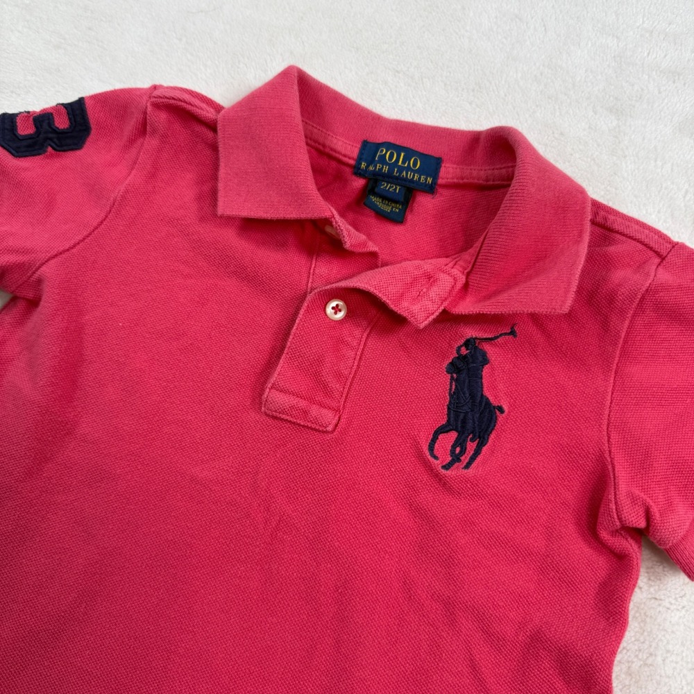 Polo Ralph Lauren Kids Pink Big Pony Cotton Mesh Polo Shirt 2T